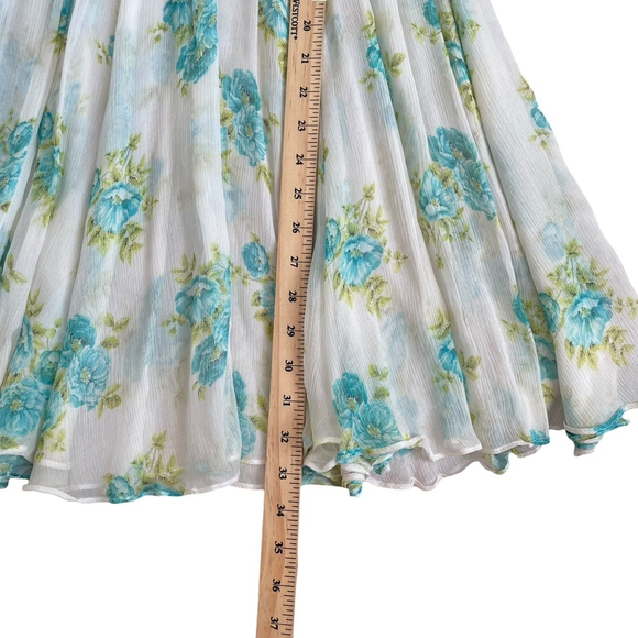 Zimmermann Silk Green White Floral Smocked Babydoll Mini Dress Size 1 M No Liner - Picture 11 of 16